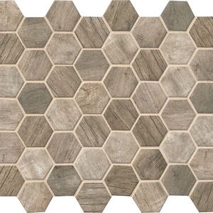  Driftwood Hexagon Hexagon Driftwood Brown Matte 11" x 12-3/4" SMOT-GLS-DRIFT6MM MSI Surfaces Hexagon Mosaic Tiles 