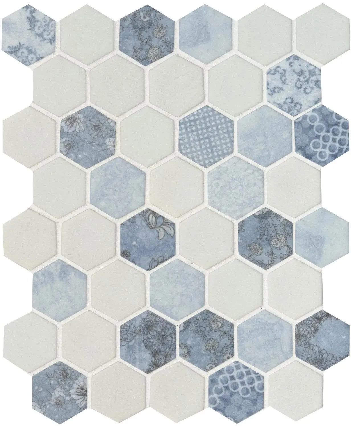 Hexagon Vista Azul Blue Matte 11" x 13" SMOT-GLS-VISAZU6MM MSI Surfaces Hexagon Mosaic Tiles