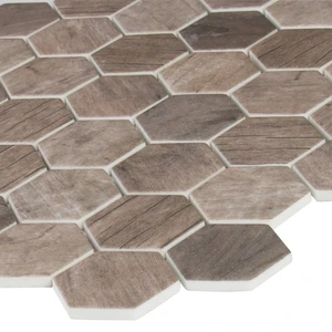 Image 3 of Hexagon Driftwood Brown Matte 11" x 12-3/4" SMOT-GLS-DRIFT6MM MSI Surfaces Hexagon Mosaic Tiles sold at Floors & Baths Pro's