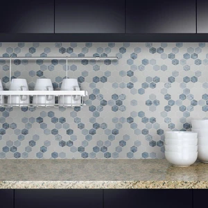 Image 2 of Hexagon Vista Azul Blue Matte 11" x 13" SMOT-GLS-VISAZU6MM MSI Surfaces Hexagon Mosaic Tiles sold at Floors & Baths Pro's