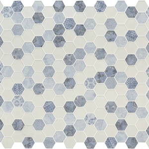 Image 3 of Hexagon Vista Azul Blue Matte 11" x 13" SMOT-GLS-VISAZU6MM MSI Surfaces Hexagon Mosaic Tiles sold at Floors & Baths Pro's
