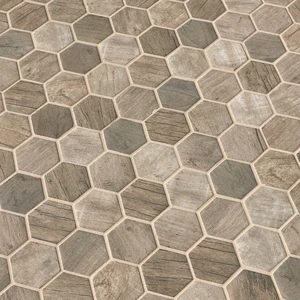 Image 5 of Hexagon Driftwood Brown Matte 11" x 12-3/4" SMOT-GLS-DRIFT6MM MSI Surfaces Hexagon Mosaic Tiles sold at Floors & Baths Pro's