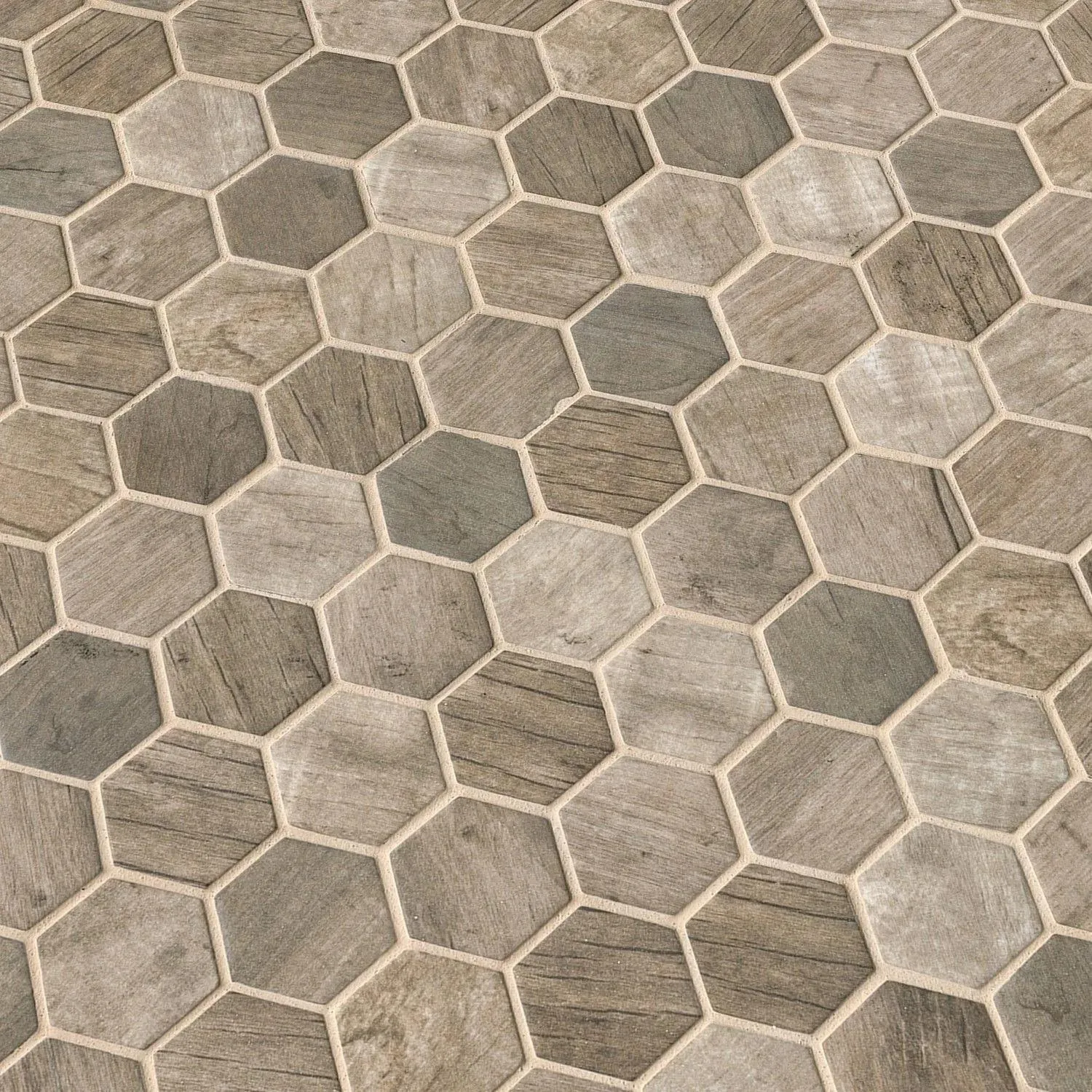 Hexagon Driftwood Brown Matte 11" x 12-3/4" SMOT-GLS-DRIFT6MM MSI Surfaces Hexagon Mosaic Tiles