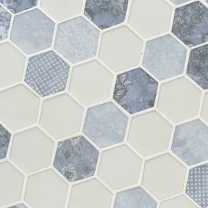 Image 4 of Hexagon Vista Azul Blue Matte 11" x 13" SMOT-GLS-VISAZU6MM MSI Surfaces Hexagon Mosaic Tiles sold at Floors & Baths Pro's