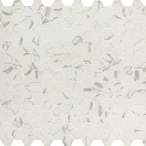  Ceraforge Statuario Celano White-Cool Hexagon Glossy 11" x 12-3/4" SMOT-GLS-STACEL6MM MSI Surfaces Hexagon Mosaic Tiles 