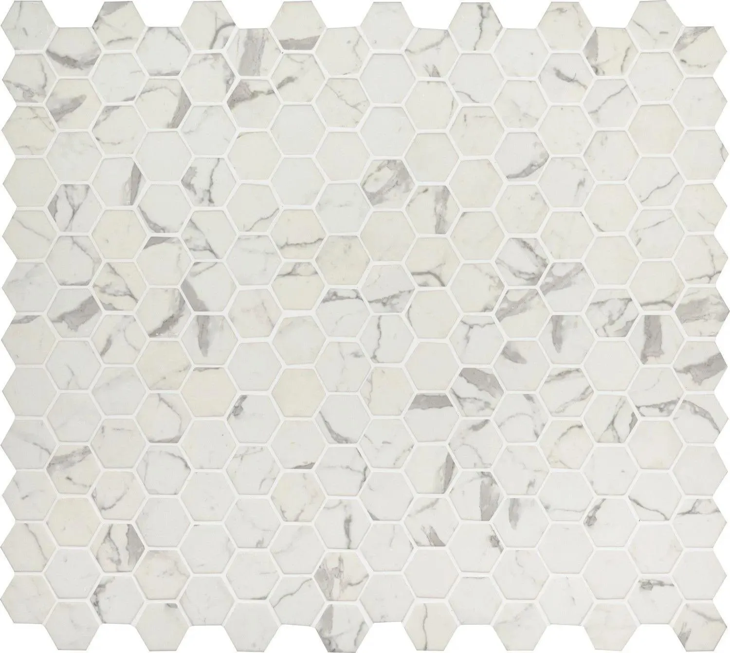 Statuario Celano White-Cool Hexagon Glossy 11" x 12-3/4" SMOT-GLS-STACEL6MM MSI Surfaces Hexagon Mosaic Tiles