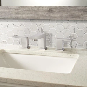 Image 2 of Statuario Celano White-Cool Hexagon Glossy 11" x 12-3/4" SMOT-GLS-STACEL6MM MSI Surfaces Hexagon Mosaic Tiles sold at Floors & Baths Pro's