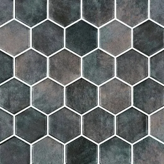 Hex XL Ecostone Denim Copper Glossy 12" x 12" DECOHEX Centura Hexagon Mosaic Tiles