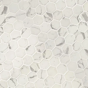 Image 5 of Statuario Celano White-Cool Hexagon Glossy 11" x 12-3/4" SMOT-GLS-STACEL6MM MSI Surfaces Hexagon Mosaic Tiles sold at Floors & Baths Pro's
