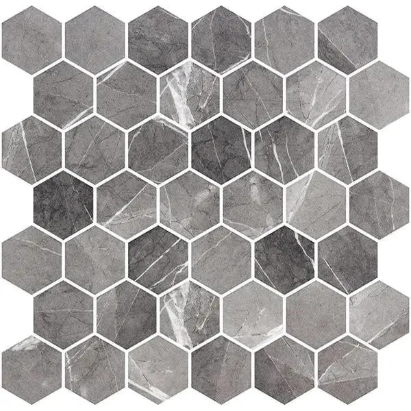 Hex XL Ecostone Grafito Matte 12" x 12" ECHEXLGRAFM Centura Hexagon Mosaic Tiles