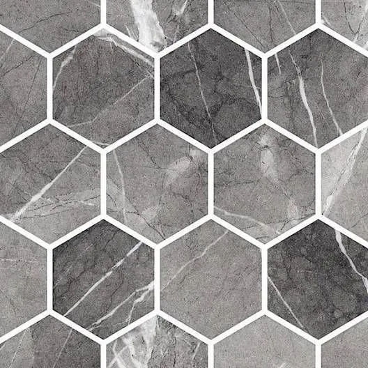 Hex XL Ecostone Grafito Matte 12" x 12" ECHEXLGRAFM Centura Hexagon Mosaic Tiles