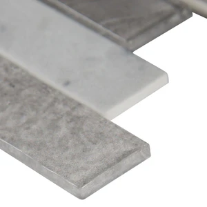 Image 3 of Tarvos Interlocking Gray-Dark Glossy 12" x 12" SMOT-GLSIL-TARVOS6MM MSI Surfaces Rectangle Mosaic Tiles sold at Floors & Baths Pro's