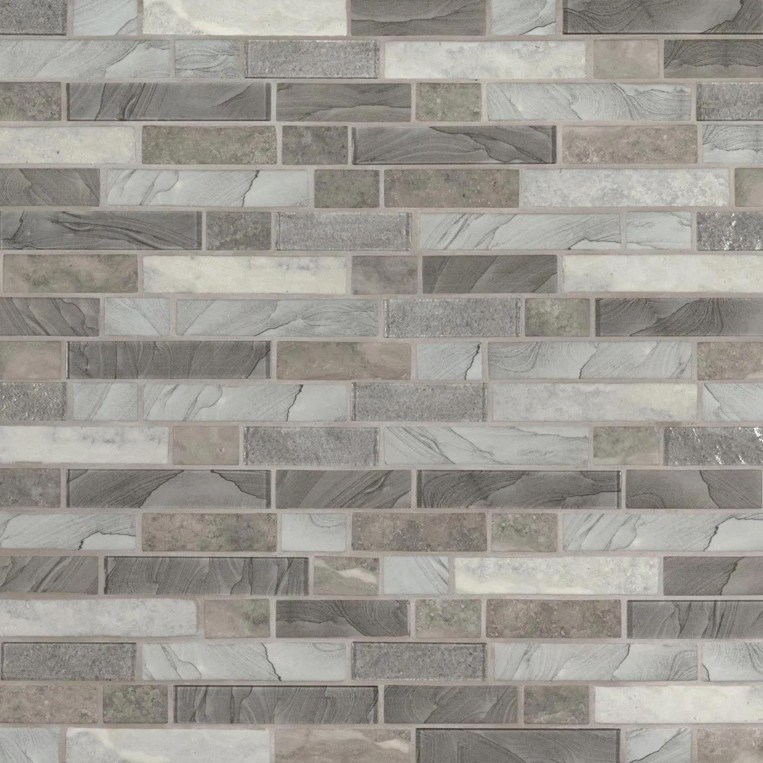 Tarvos Interlocking Gray-Dark Glossy 12" x 12" SMOT-GLSIL-TARVOS6MM MSI Surfaces Rectangle Mosaic Tiles