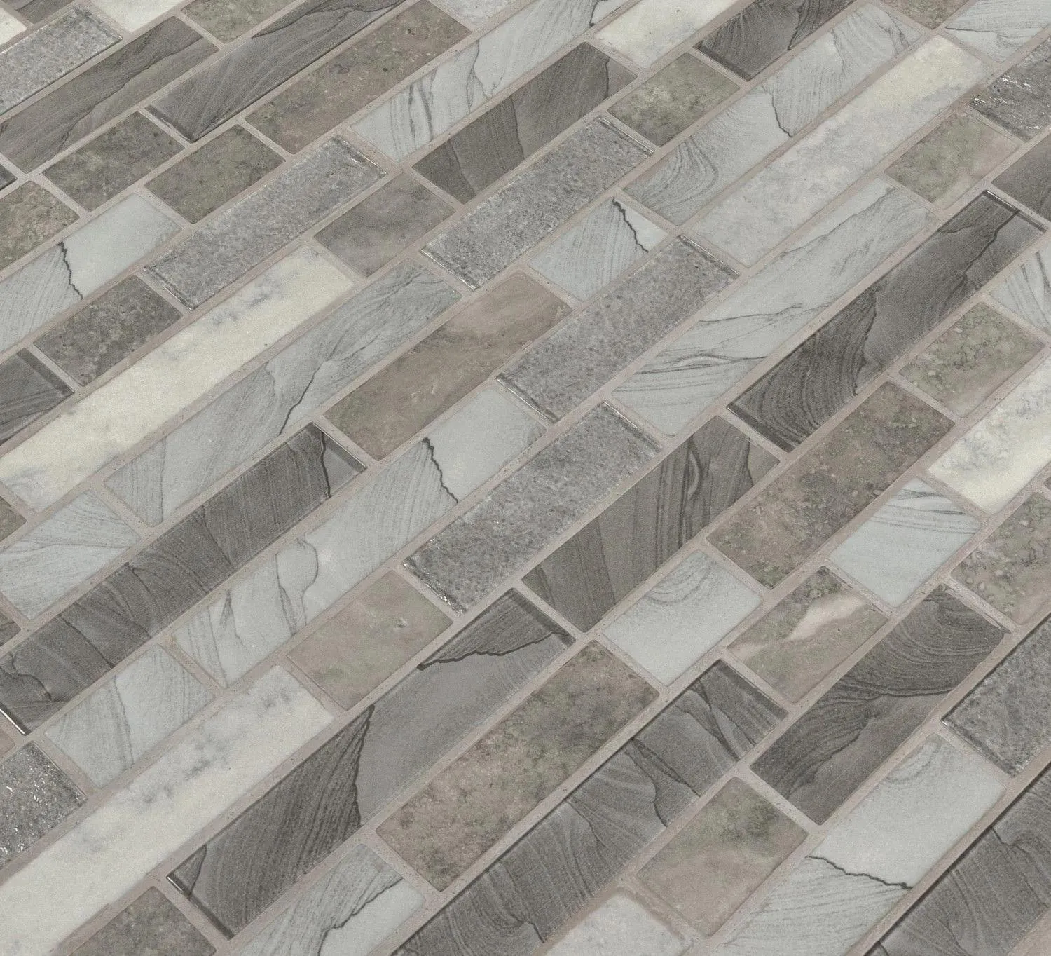 Tarvos Interlocking Gray-Dark Glossy 12" x 12" SMOT-GLSIL-TARVOS6MM MSI Surfaces Rectangle Mosaic Tiles