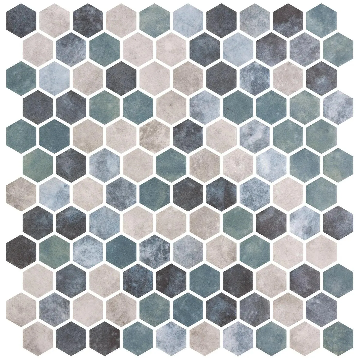 Hex Ecostone Matte Frisia Silver 12" x 12" ESTFRSILHEX Centura Hexagon Mosaic Tiles
