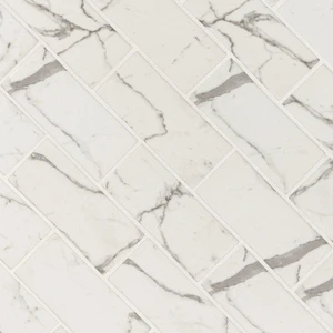 Image 4 of Statuario Celano White-Cool Glossy 11-1/2" x 11-1/2" SMOT-GLS-STACEL36 MSI Surfaces Rectangle Mosaic Tiles sold at Floors & Baths Pro's