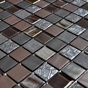 Image 2 of Mystic Glass Agata Brown Glossy 13" x 13" MYAGBRMO Centura Square Mosaic Tiles sold at Floors & Baths Pro's