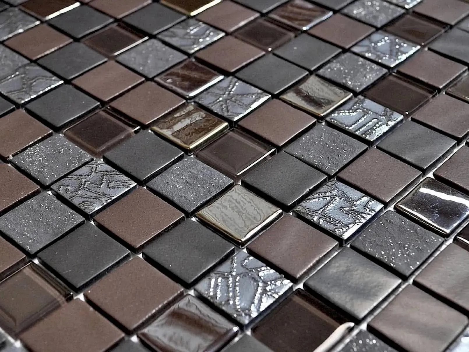 Mystic Glass Agata Brown Glossy 13" x 13" MYAGBRMO Centura Square Mosaic Tiles