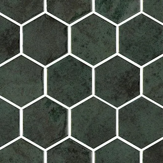 Zelik Green Glossy 12" x 12" ZEGREHEX Centura Hexagon Mosaic Tiles