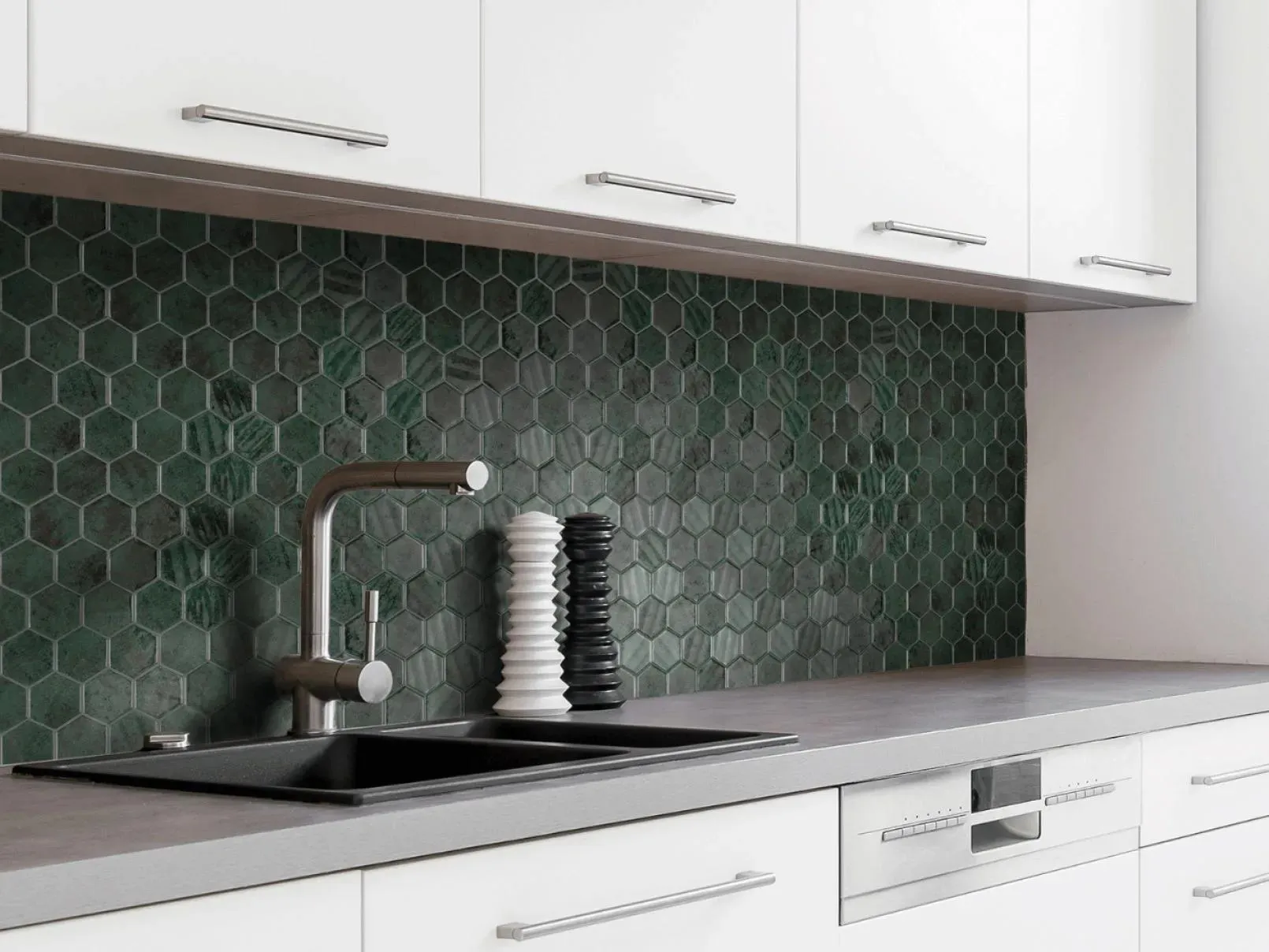 Zelik Green Glossy 12" x 12" ZEGREHEX Centura Hexagon Mosaic Tiles
