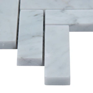 Image 3 of Carrara Herringbone Pattern White-Cool Polished 12" x 12" SMOT-CAR-1X3HBP MSI Surfaces Rectangle Mosaic Tiles sold at Floors & Baths Pro's