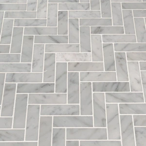 Image 5 of Carrara Herringbone Pattern White-Cool Polished 12" x 12" SMOT-CAR-1X3HBP MSI Surfaces Rectangle Mosaic Tiles sold at Floors & Baths Pro's