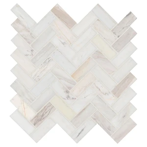 Angora Herringbone Beige Polished 12" x 12" SMOT-ANGORA-HBP MSI Surfaces Rectangle Mosaic Tiles | Floors & Baths Pro's