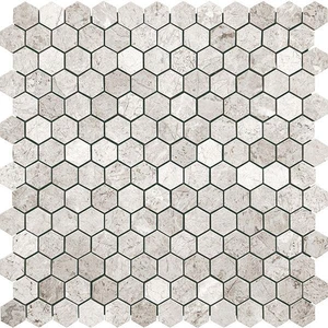  Terra Marble Terra Marble Thundra Grey Hexagon Polished 12" x 12" TUGRHEX Centura Hexagon Mosaic Tiles 