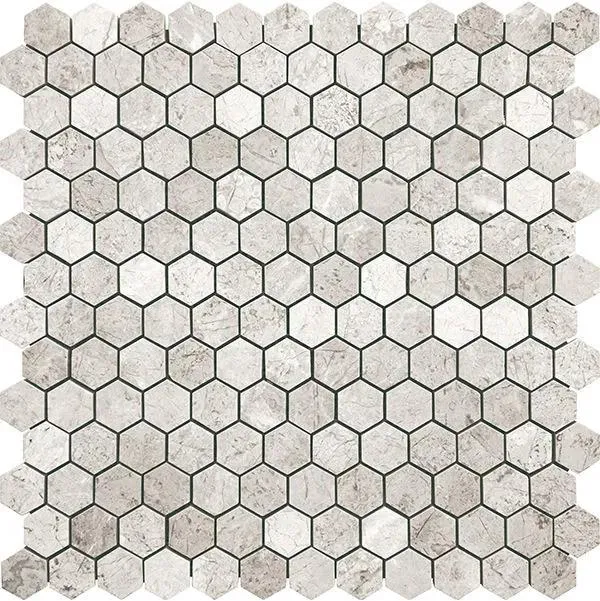 Terra Marble Thundra Grey Hexagon Polished 12" x 12" TUGRHEX Centura Hexagon Mosaic Tiles