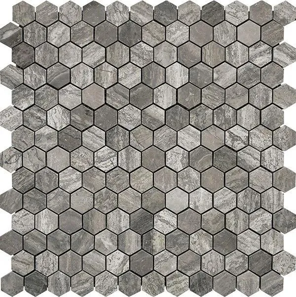 Terra Marble Metalicus Hexagon Polished 12" x 12" MEHEX Centura Hexagon Mosaic Tiles
