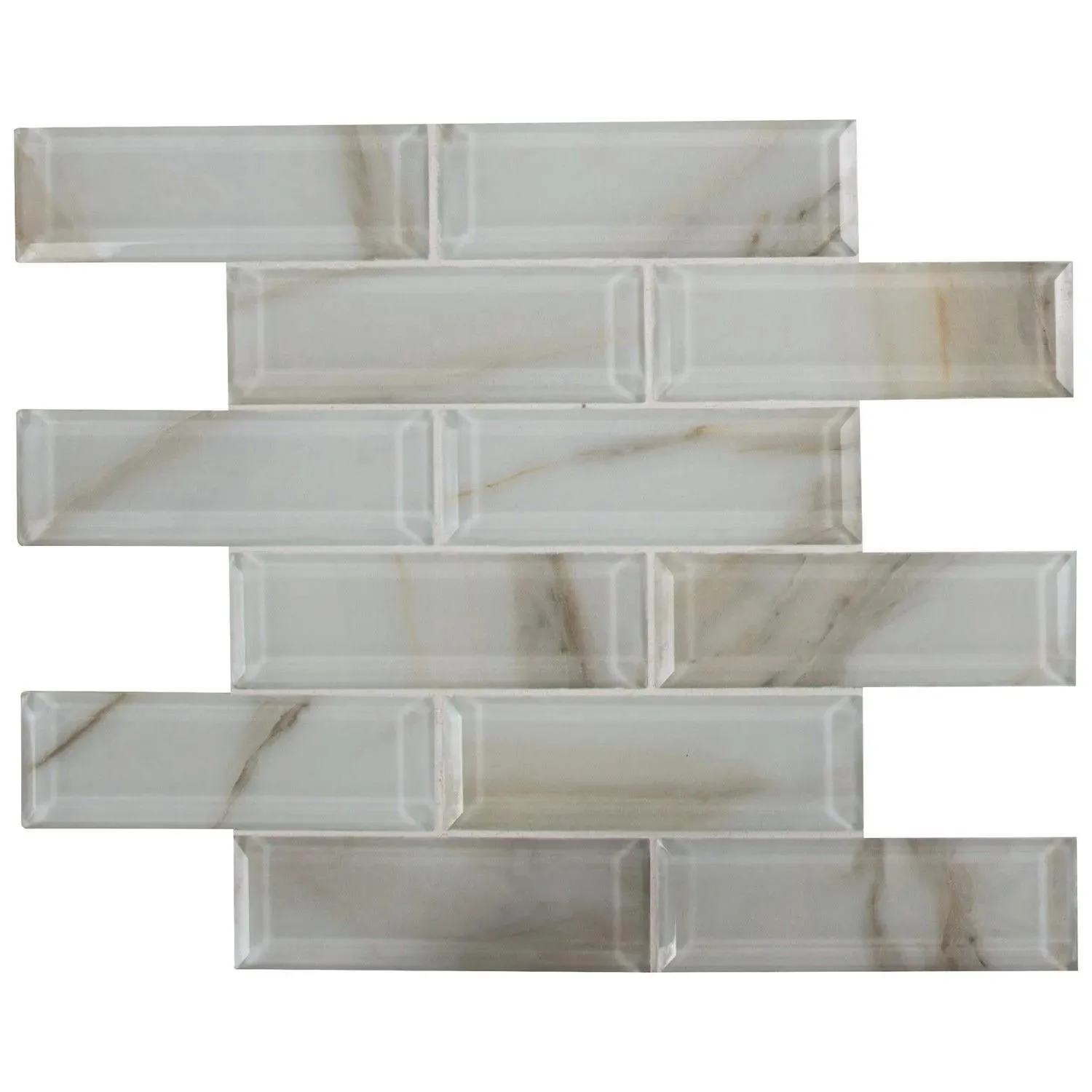 Ivory Amber White-Cool Glossy 12" x 12" SMOT-GLSST-IVOAMB8MM MSI Surfaces Rectangle Mosaic Tiles