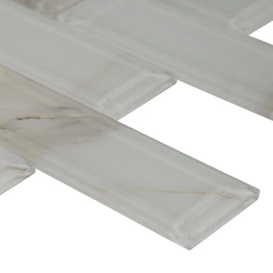 Image 3 of Ivory Amber White-Cool Glossy 12" x 12" SMOT-GLSST-IVOAMB8MM MSI Surfaces Rectangle Mosaic Tiles sold at Floors & Baths Pro's