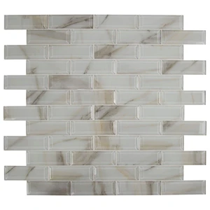 Image 4 of Ivory Amber White-Cool Glossy 12" x 12" SMOT-GLSST-IVOAMB8MM MSI Surfaces Rectangle Mosaic Tiles sold at Floors & Baths Pro's