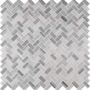 Image 4 of Bergamo Herringbone Gray-Light Polished 11-1/2" x 11-1/2" SMOT-BERGAMO-HB10MM MSI Surfaces Rectangle Mosaic Tiles sold at Floors & Baths Pro's