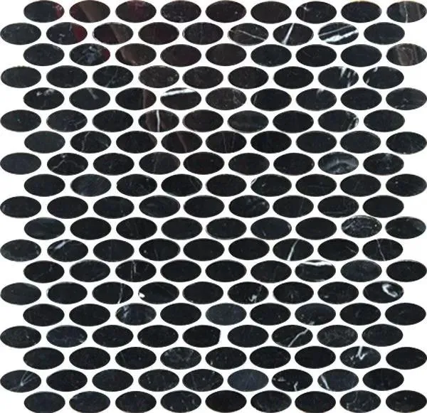 Oval Nero Marquina Polished 12" x 12" (9.80 sqft/box) OVALNMPN Centura Circle Mosaic Tiles