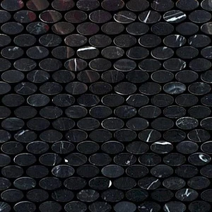 Image 2 of Oval Nero Marquina Polished 12" x 12" (9.80 sqft/box) OVALNMPN Centura Circle Mosaic Tiles sold at Floors & Baths Pro's