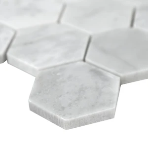 Image 4 of Carrara White-Cool Hexagon Polished 12" x 12" SMOT-CAR-2HEXP MSI Surfaces Hexagon Mosaic Tiles sold at Floors & Baths Pro's