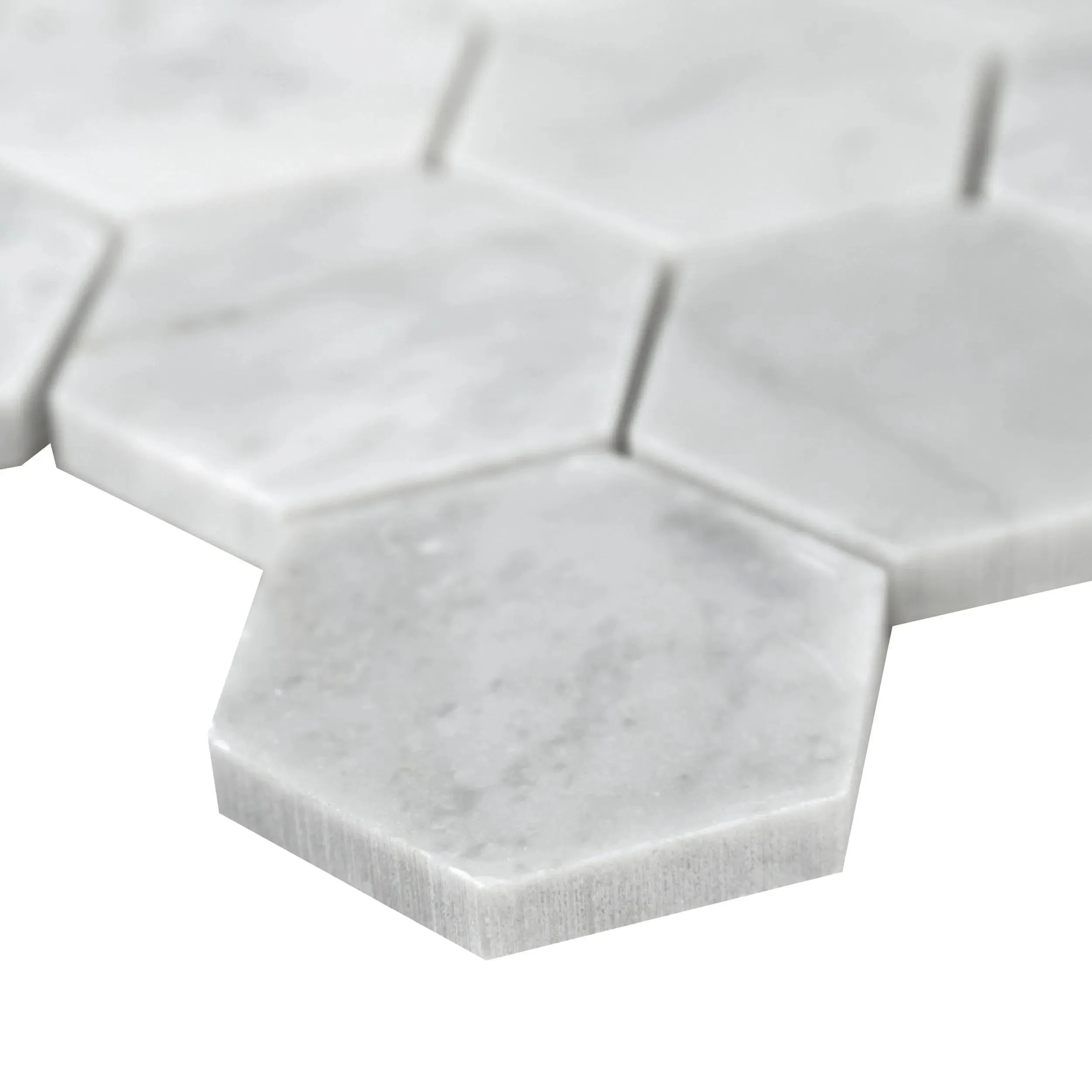 Carrara White-Cool Hexagon Polished 12" x 12" SMOT-CAR-2HEXP MSI Surfaces Hexagon Mosaic Tiles