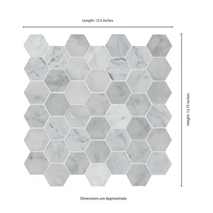 Image 5 of Carrara White-Cool Hexagon Polished 12" x 12" SMOT-CAR-2HEXP MSI Surfaces Hexagon Mosaic Tiles sold at Floors & Baths Pro's