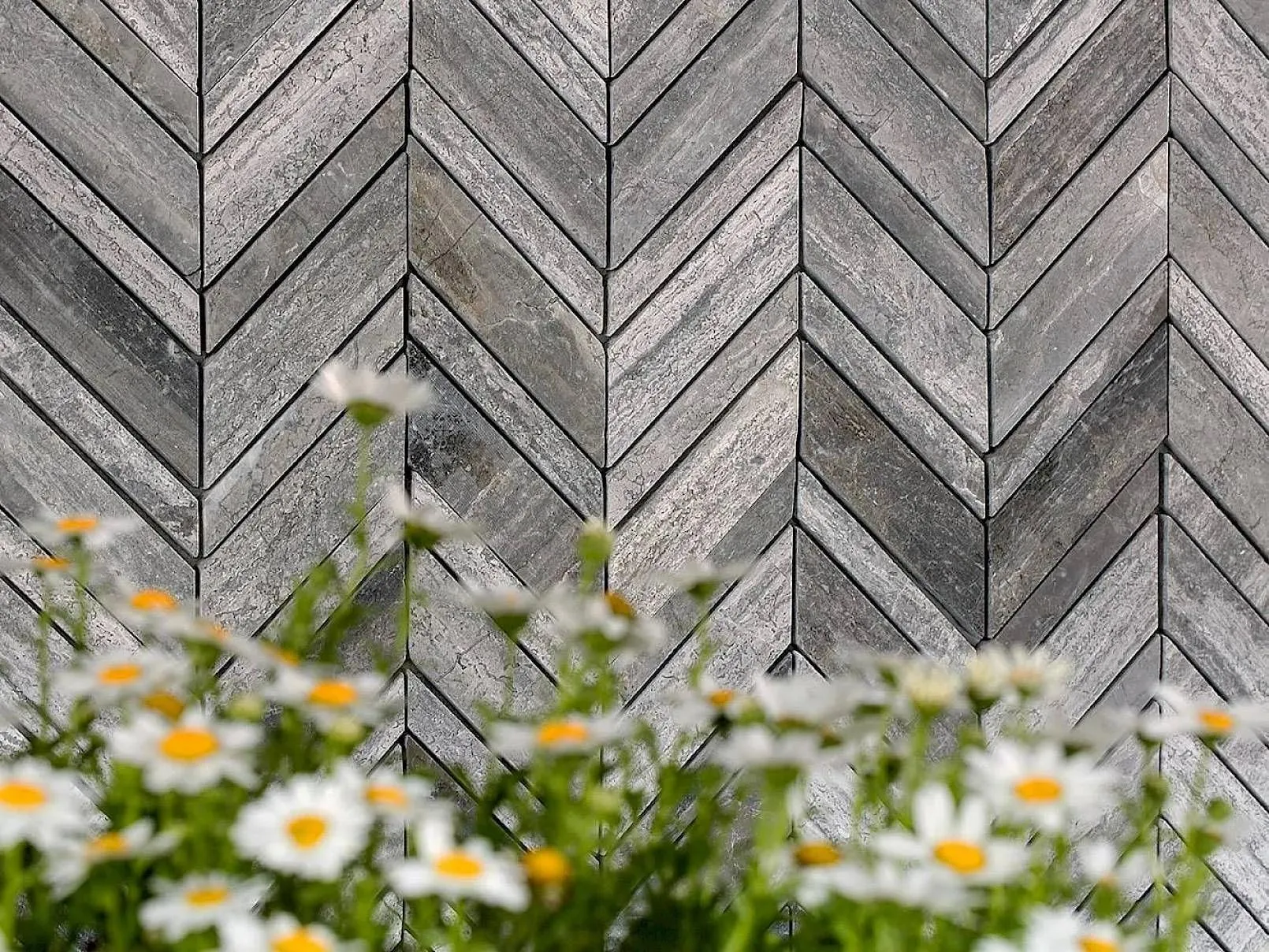 Terra Marble Metalicus Herringbone Polished 12" x 12" MEHE Centura Rectangle Mosaic Tiles