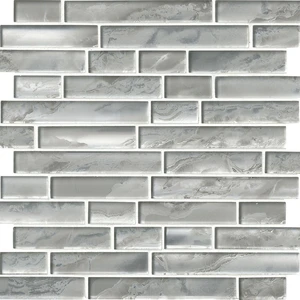  Silver Canvas Silver Canvas Gray-Light Glossy 12" x 12" SMOT-GLSIL-SILCAN8MM MSI Surfaces Rectangle Mosaic Tiles 