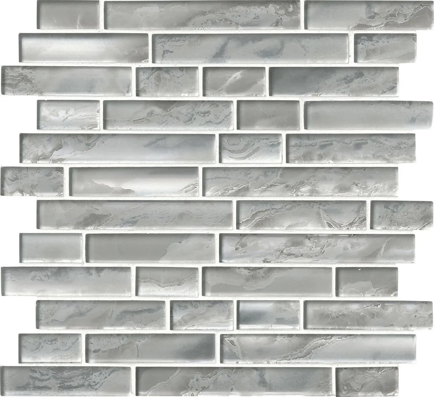 Silver Canvas Gray-Light Glossy 12" x 12" SMOT-GLSIL-SILCAN8MM MSI Surfaces Rectangle Mosaic Tiles