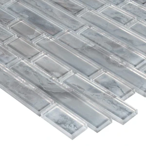 Image 3 of Silver Canvas Gray-Light Glossy 12" x 12" SMOT-GLSIL-SILCAN8MM MSI Surfaces Rectangle Mosaic Tiles sold at Floors & Baths Pro's