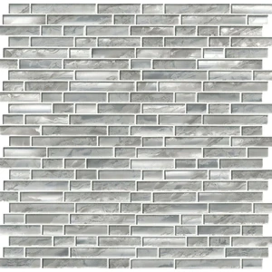 Image 4 of Silver Canvas Gray-Light Glossy 12" x 12" SMOT-GLSIL-SILCAN8MM MSI Surfaces Rectangle Mosaic Tiles sold at Floors & Baths Pro's