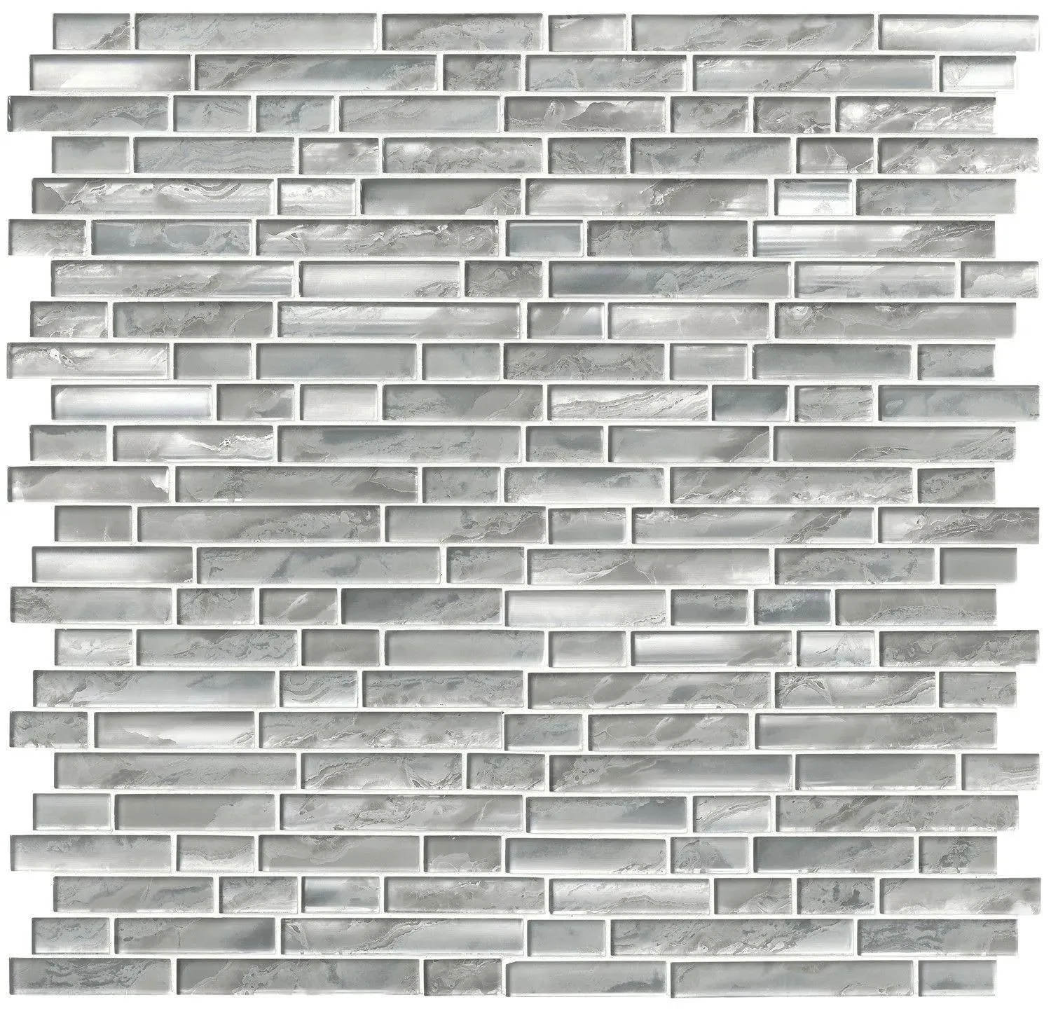 Silver Canvas Gray-Light Glossy 12" x 12" SMOT-GLSIL-SILCAN8MM MSI Surfaces Rectangle Mosaic Tiles