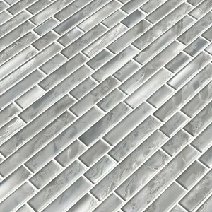 Image 5 of Silver Canvas Gray-Light Glossy 12" x 12" SMOT-GLSIL-SILCAN8MM MSI Surfaces Rectangle Mosaic Tiles sold at Floors & Baths Pro's