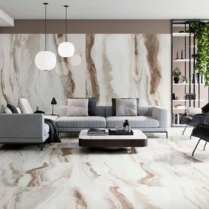 Image 3 of Nebula Almond Polished 9" x 13" NEALMOP Centura Hexagon Mosaic Tiles sold at Floors & Baths Pro's
