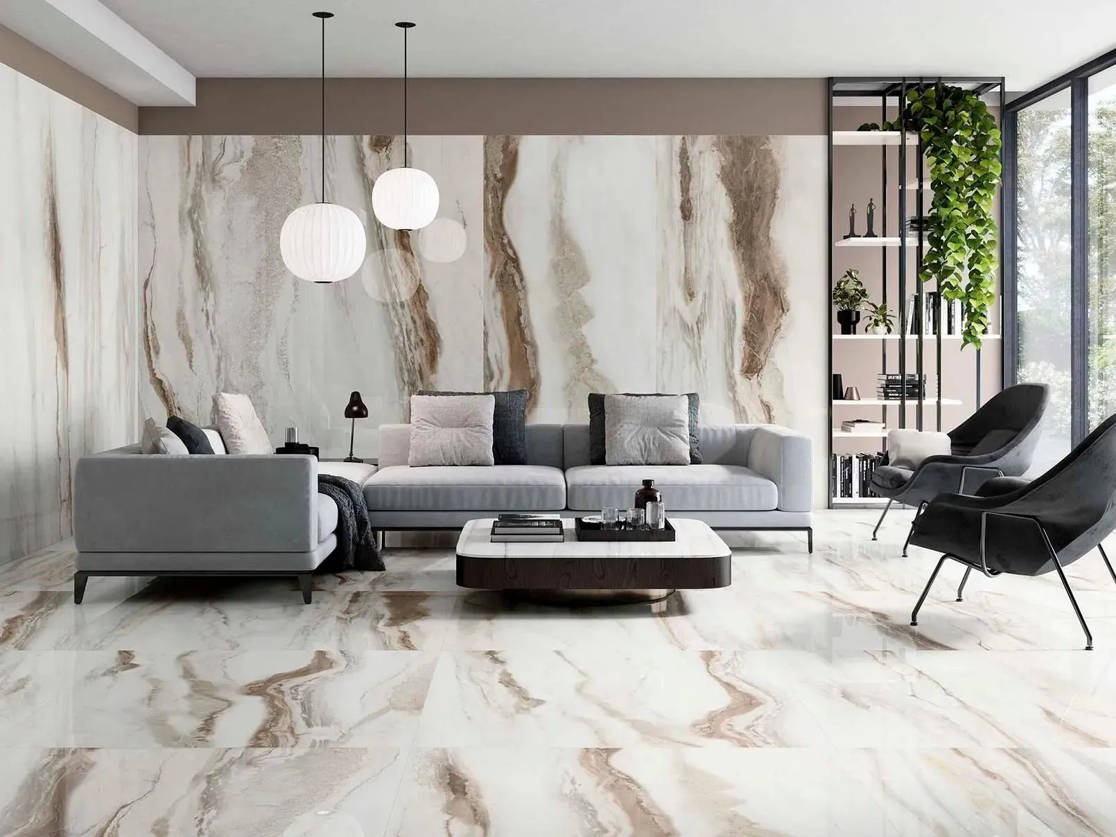 Nebula Almond Polished 9" x 13" NEALMOP Centura Hexagon Mosaic Tiles