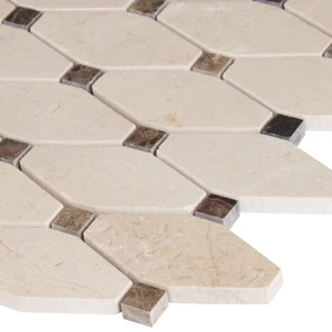 Image 3 of Hexagon Valencia Blend Beige Polished 12" x 13-1/2" SMOT-VALBLND-OCTEL10MM MSI Surfaces Hexagon Mosaic Tiles sold at Floors & Baths Pro's