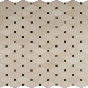 Image 4 of Hexagon Valencia Blend Beige Polished 12" x 13-1/2" SMOT-VALBLND-OCTEL10MM MSI Surfaces Hexagon Mosaic Tiles sold at Floors & Baths Pro's